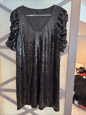 torrid Black Sequin Mini Dress Size 1